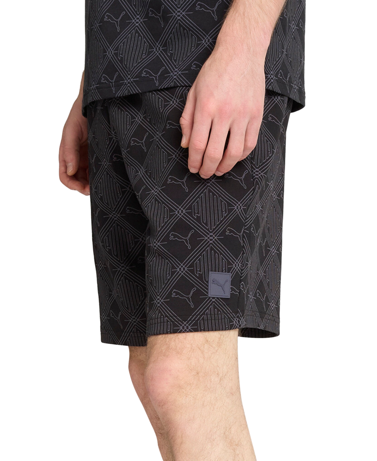 Puma Men's Essential Logomania Allover Print Shorts In  Black