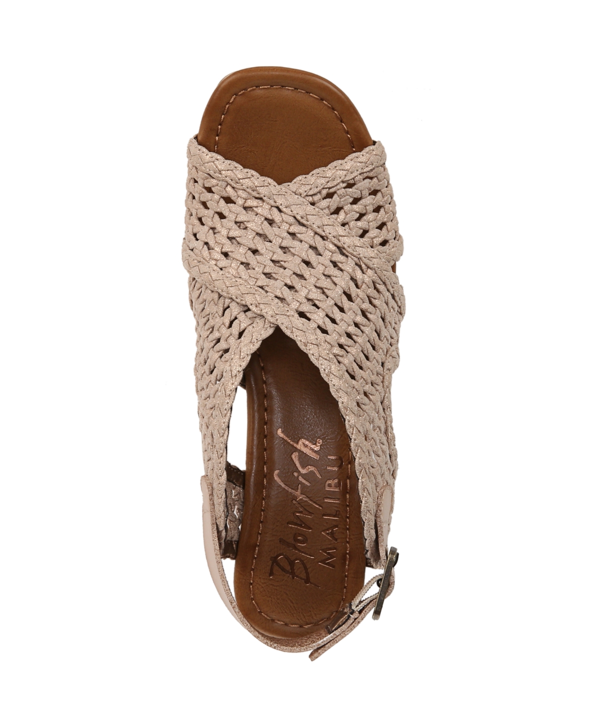 Blowfish Malibu Women's Andrea Square Peep Toe Slingback Wedge Sandals In Gold Metallic Fabric