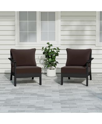 Outdoor Patio HDPE Black Loveseat Sofa with Patio Cushions