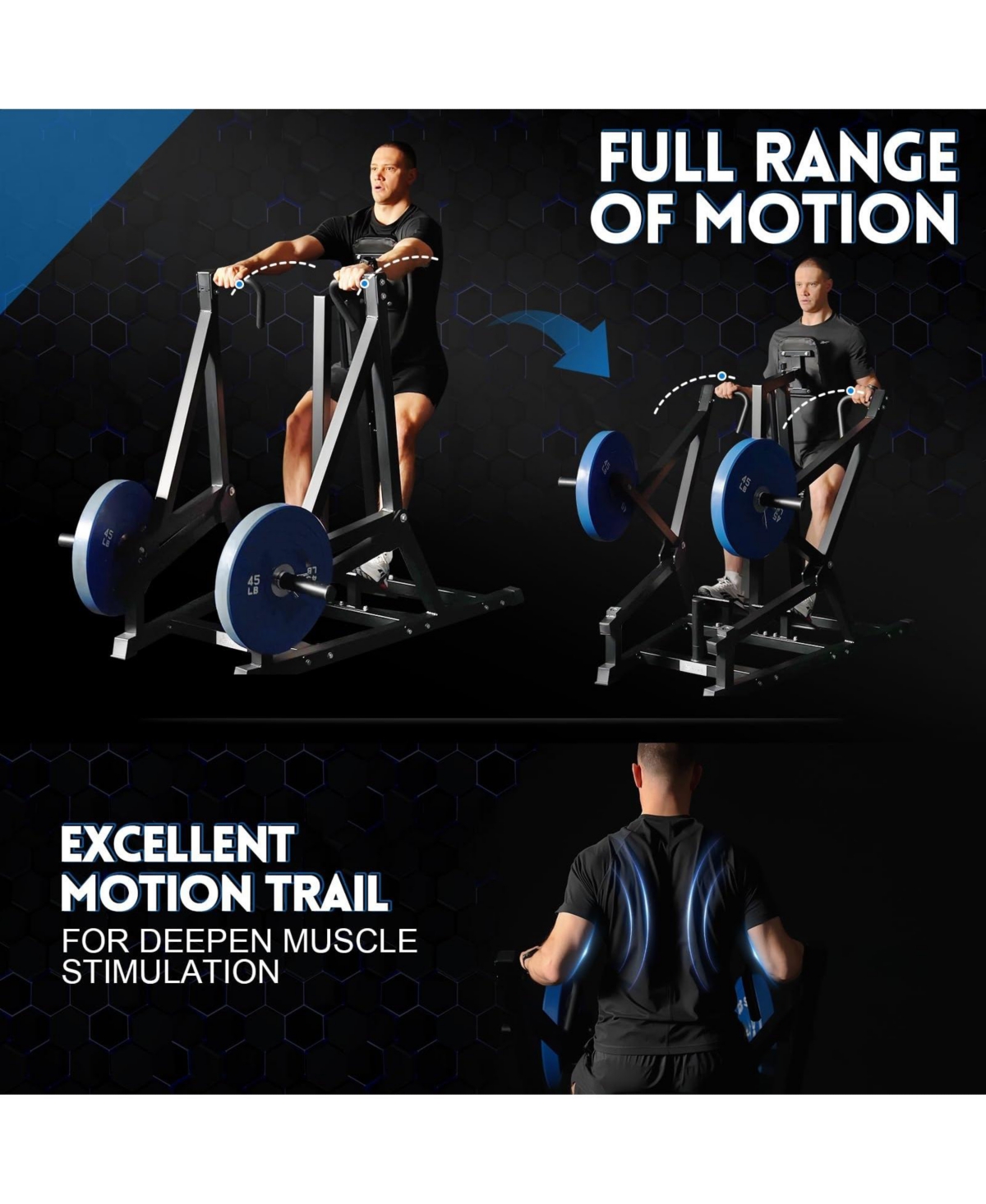 Mikolo Seated Row Machine, Plate Loaded Back Machines Home Gym Back Row Machine, Leverage Row Machine with Independent Arms & Multi Grips, Lat Machine