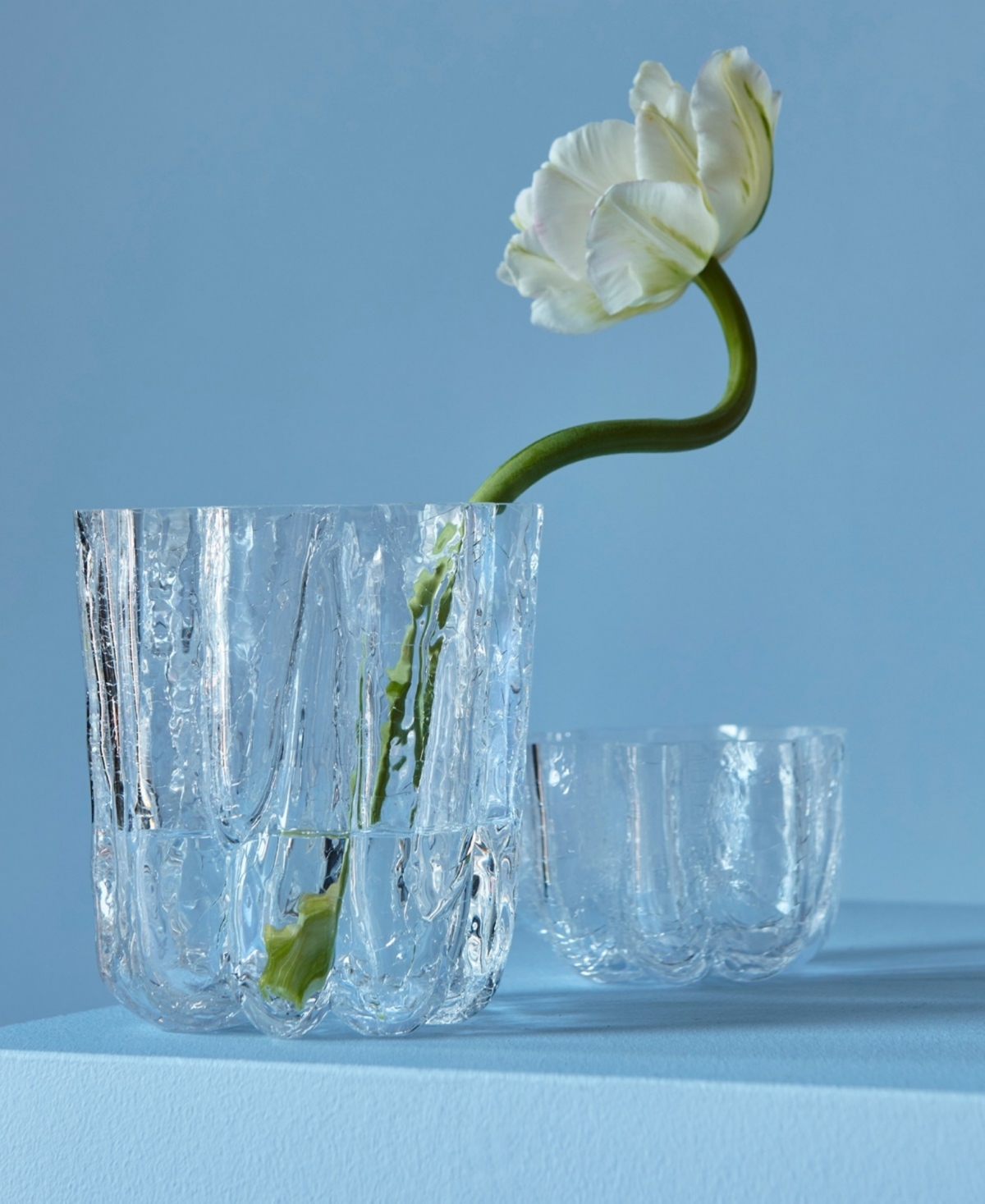 Kosta Boda 4.8" Crackle Crystal Glass Vase In Clear