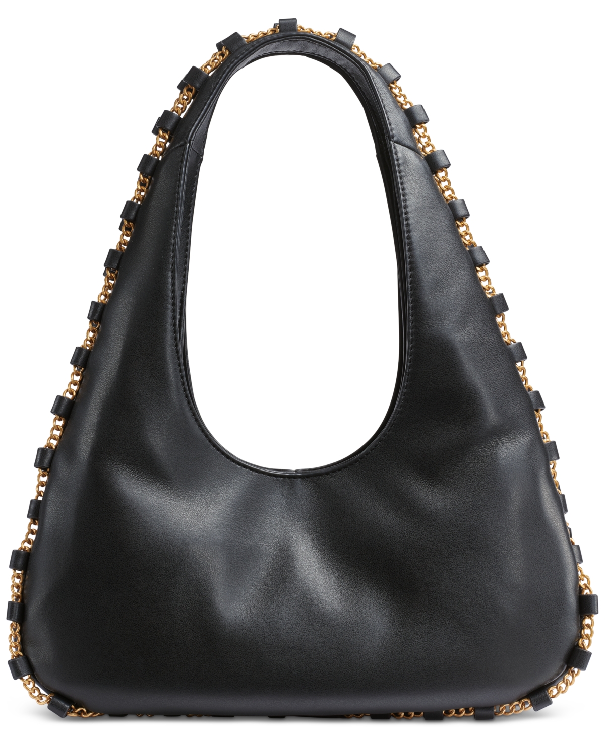 Donna Karan Batiste Large Leather Shoulder Bag In Black,gold