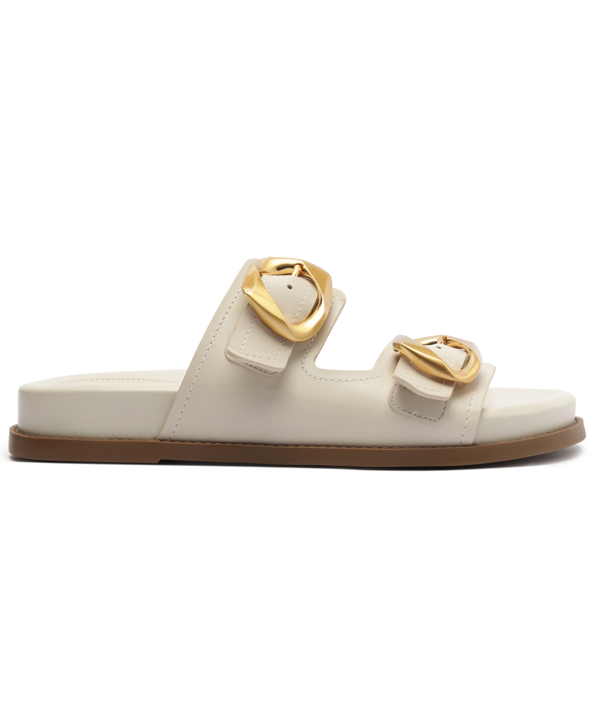 Shop Schutz Women's Olga Sporty Round Toe Flat Sandals In Pearl Leather