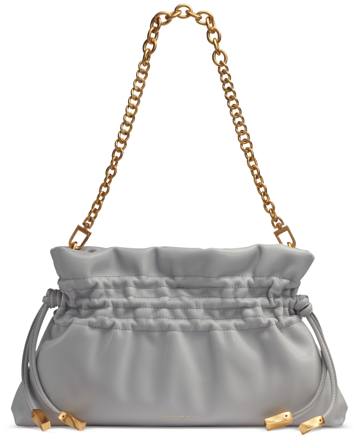 Donna Karan Southold Leather Clutch With Chain Strap In Pearl Grey