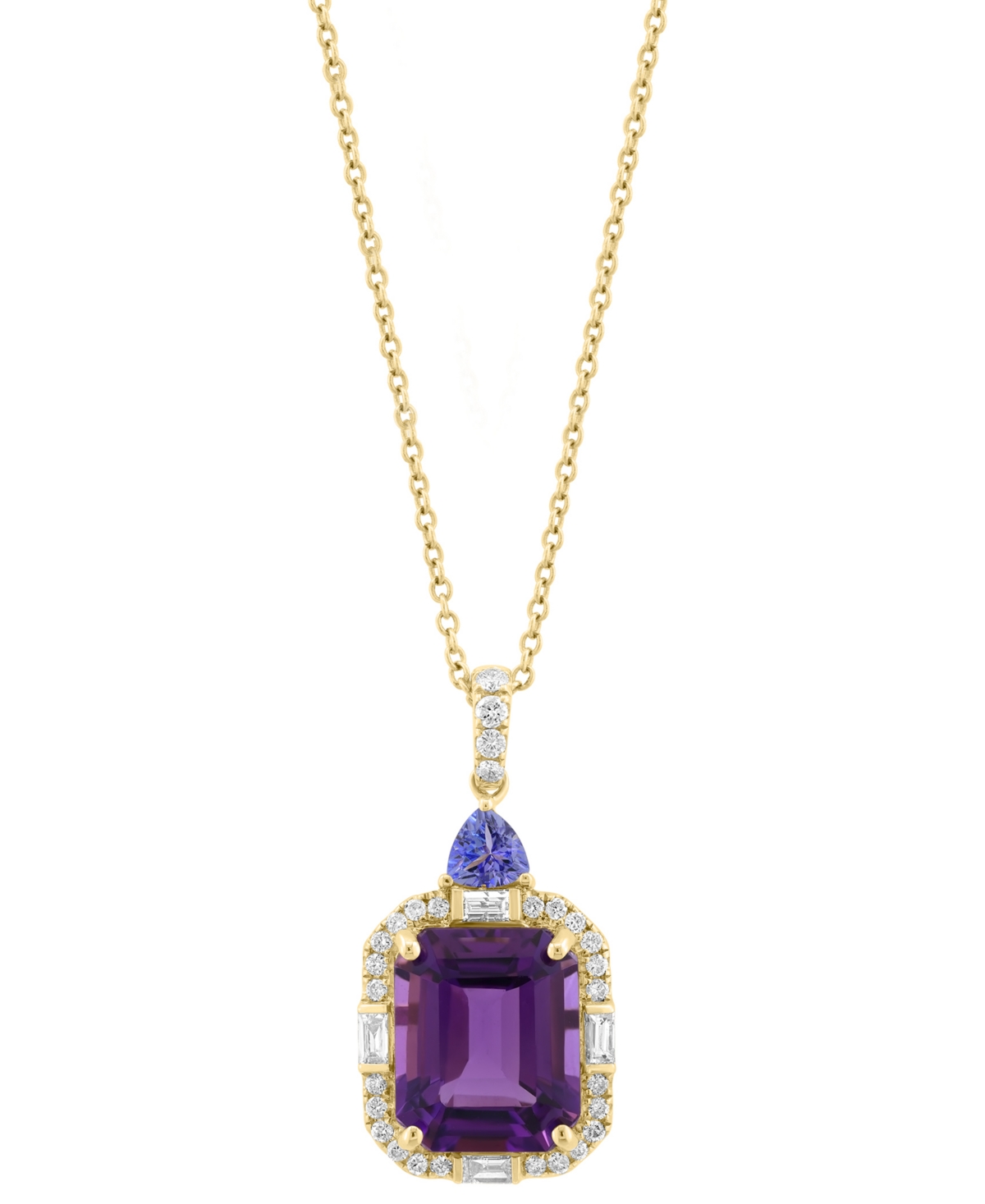 EFFY COLLECTION EFFY AMETHYST (4 CT. T.W.), TANZANITE (1/2 CT. T.W.), & DIAMOND (1/3 CT. T.W.) IN 14K GOLD, 17" + 1" 