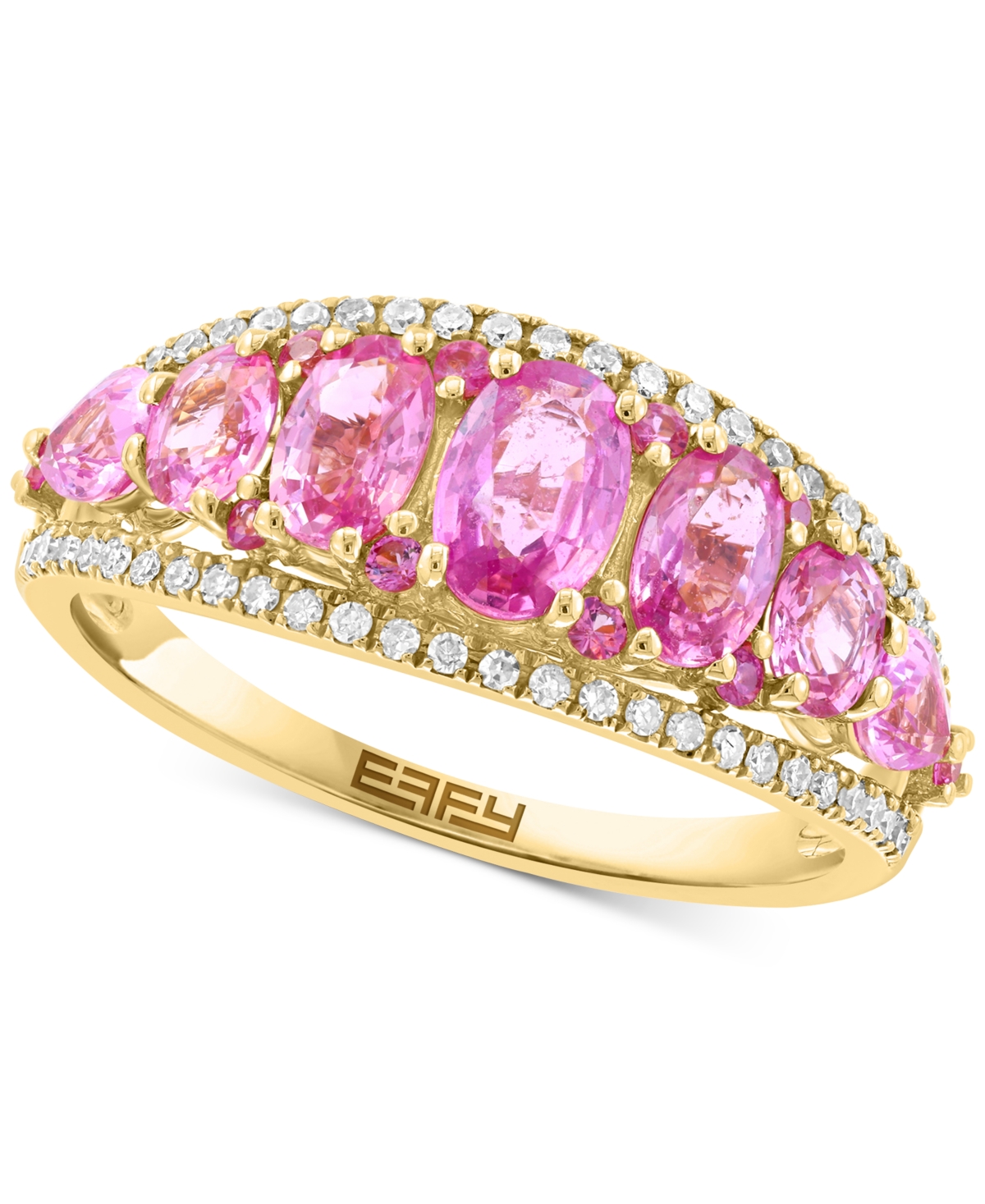 Effy Collection Effy Pink Sapphire (1-3/4 Ct. T.w.) & Diamond (1/4 Ct. T.w.) Graduated Openwork Statement Ring In Pink Sapphire
