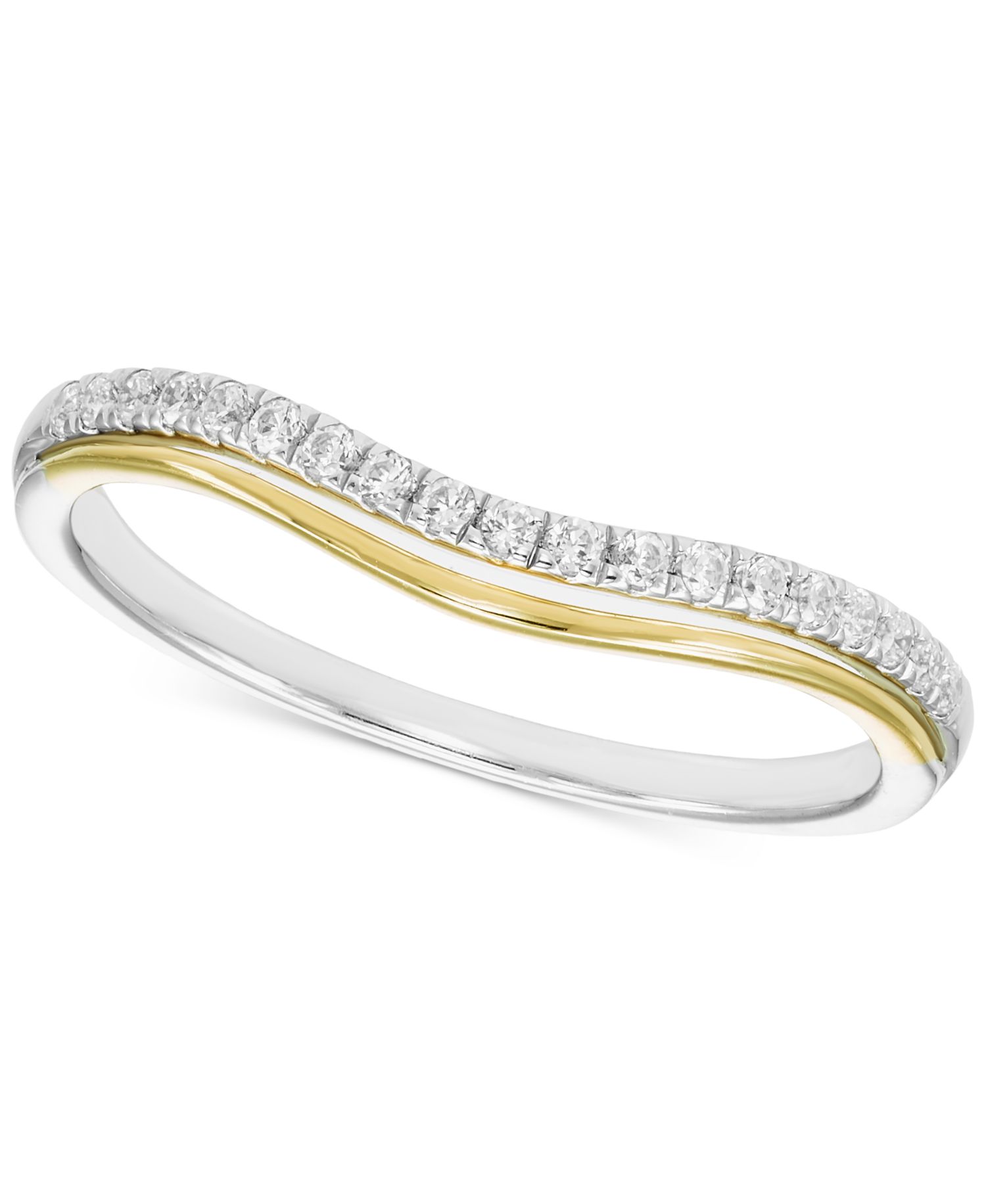 Diamond Double Row Contour Band (1/6 ct. t.w.) in 14k Two-Tone Gold