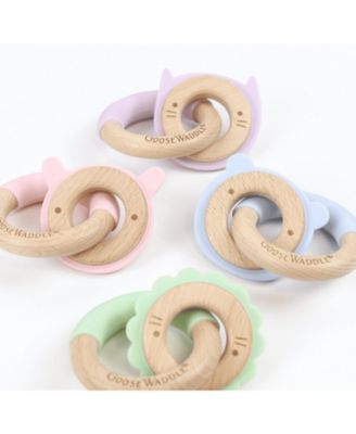 Mint Lion Silicone + Wood Double Teether