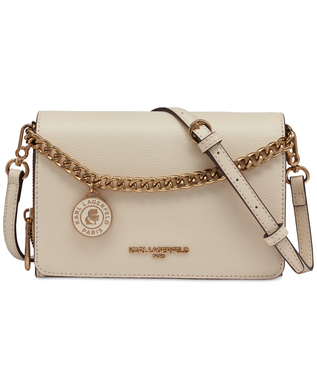 Karl Lagerfeld Lourdes Crossbody With Chain Strap In Neutral