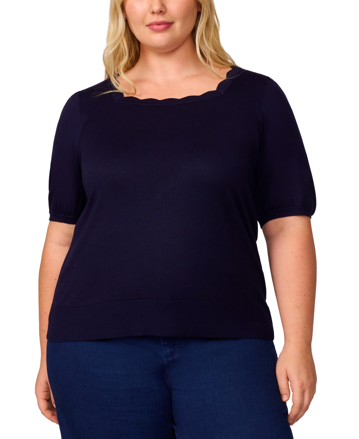 Melissa Paige Plus Womens Striped Knit Cardigan Sweater In In The Navy
