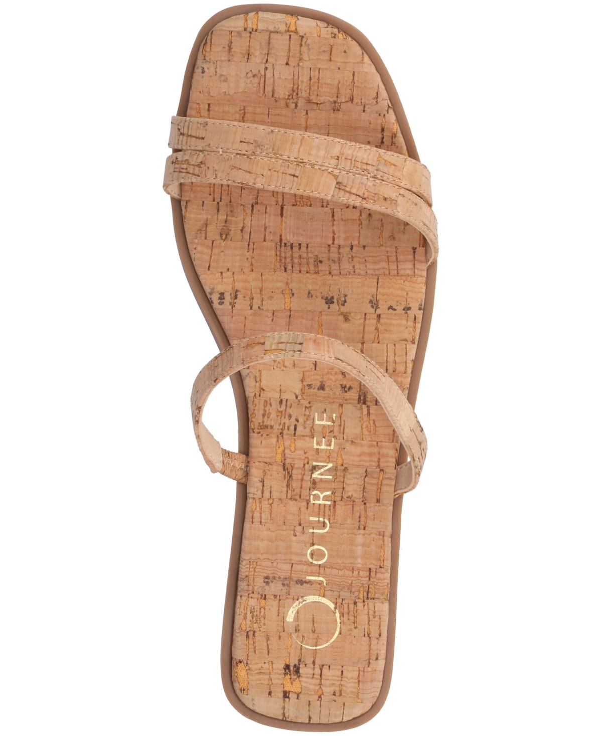 Shop Journee Collection Women's Brisa Multi Strap Slip On Flat Sandals In Cork