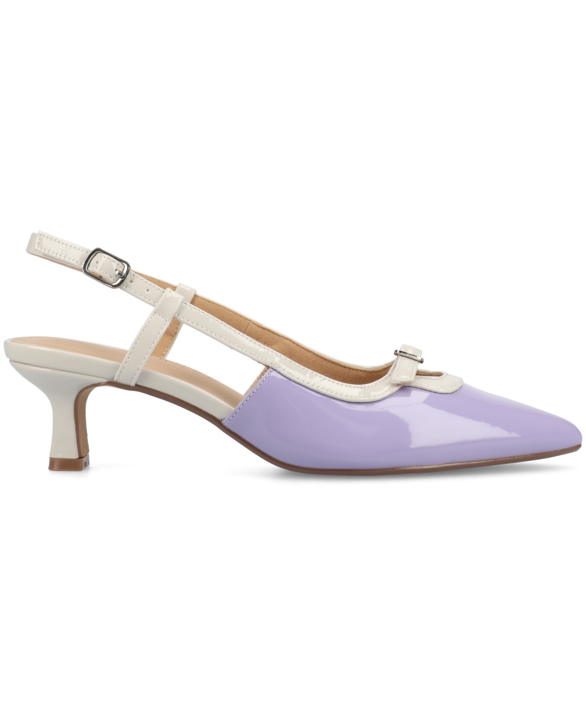 Shop Journee Collection Women's Padma Slingback Kitten Heel Pumps In Patent,lilac