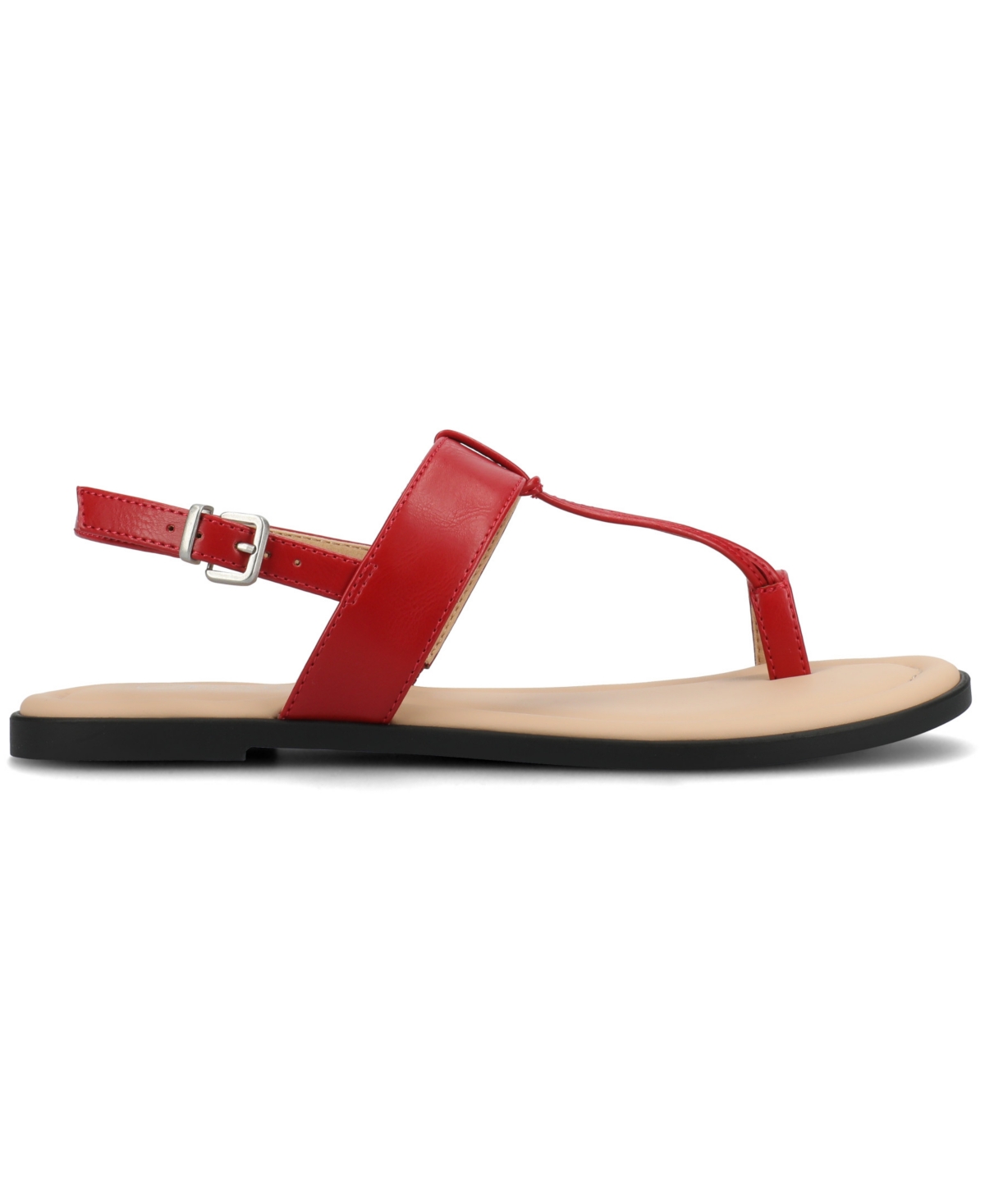 Journee Collection Women's Gerra T Strap Toe Ring Flat Sandals In Red