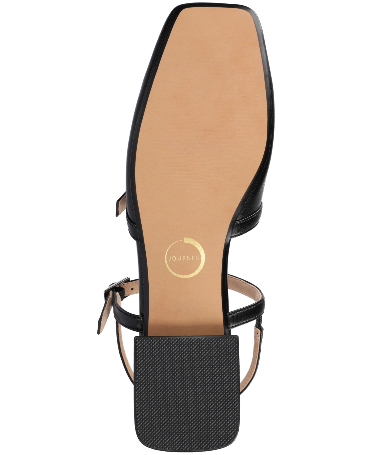 Shop Journee Collection Women's Gretchenn Multi Strap Square Toe Mary Jane Flats In Black Polyurethane