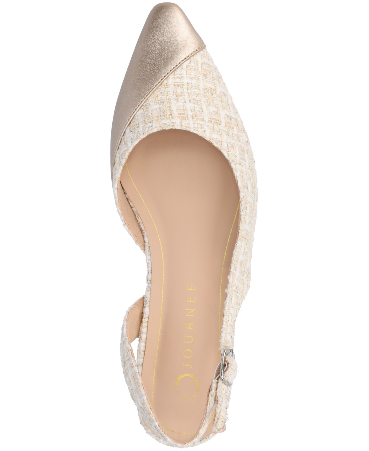 Shop Journee Collection Women's Daphnne Slingback Pointed Cap Toe Flats In Champagne