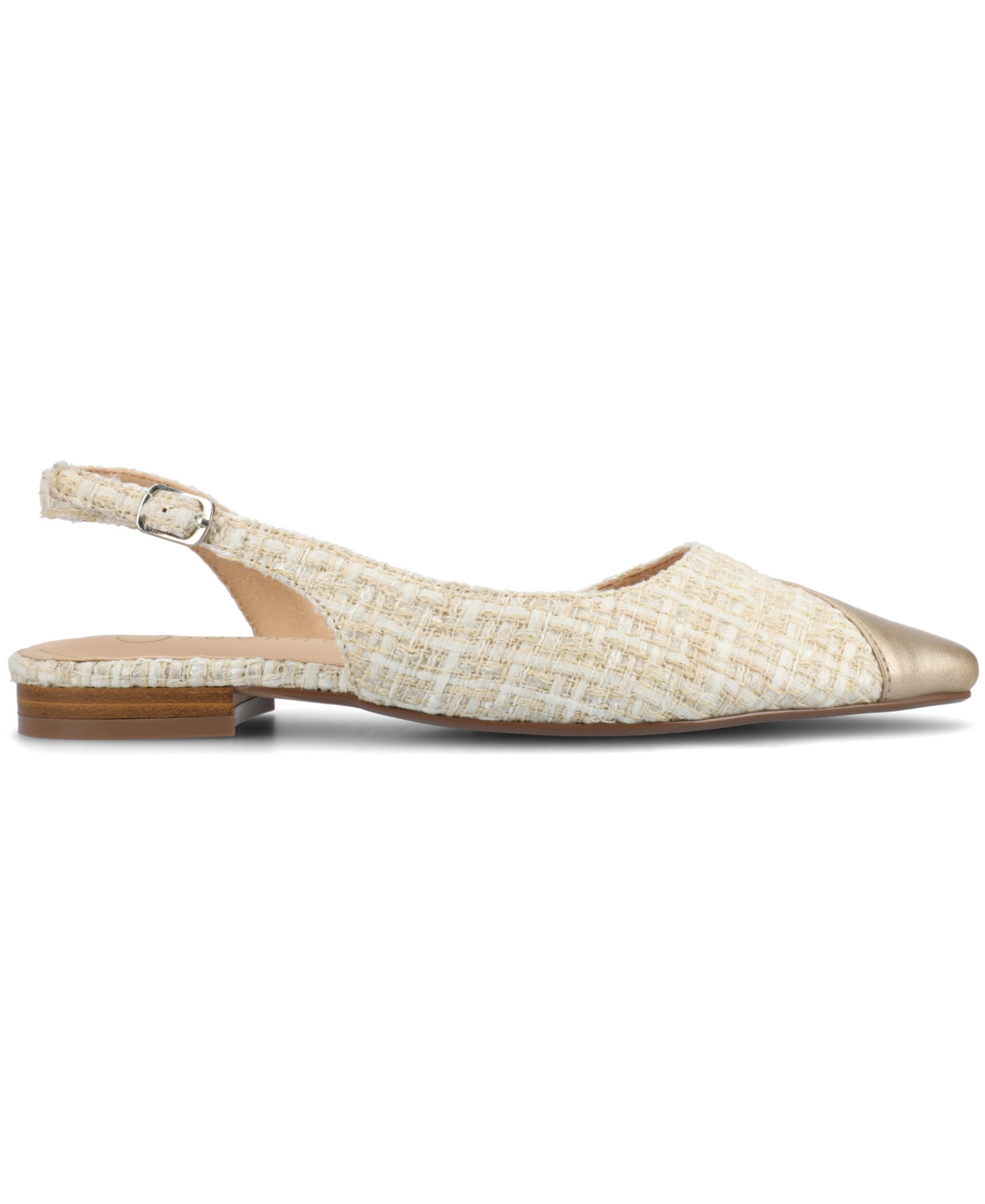 Shop Journee Collection Women's Daphnne Slingback Pointed Cap Toe Flats In Champagne
