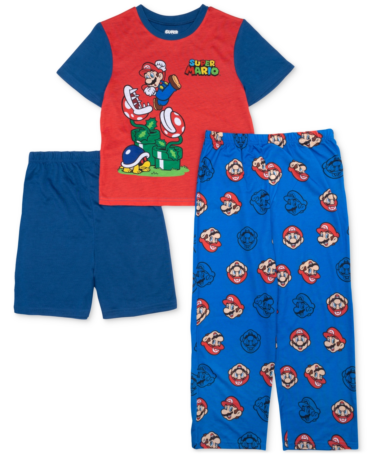 NINTENDO LITTLE AND BIG BOYS 3-PC. MARIO SHORT-SLEEVE PAJAMA SET 