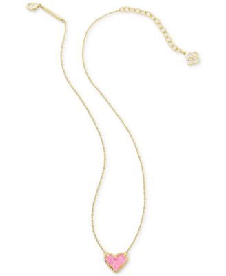 14K Gold Plated and Genuine Stone Ari Heart Pendant Necklace