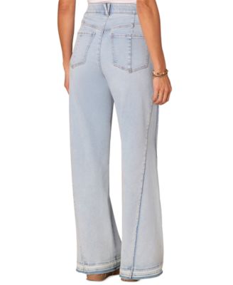Women's Frayed Diagonal Wide-Leg Jeans