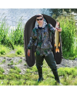 Inflatable Fishing Float Tube with Pump Storage Pockets and Fish Ruler