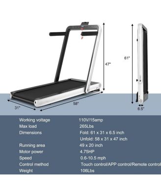 4.75HP 2 In 1 Folding Walking Pad Treadmill with Remote APP Control
