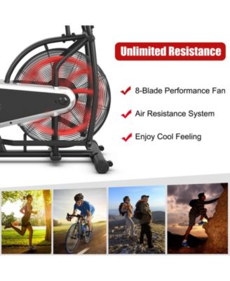 Upright Air Bike Fan Exercise Bike with Display Unlimite Resistance and Adjustable Seat