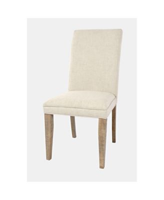 Modern Rustic Distressed Solid Wood Upholstered Parsons Dining Chair (Set of 2
