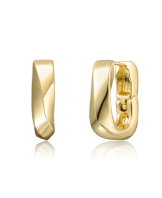 Geometric Rectangle Mini Hoop Earrings in Plated or Plated