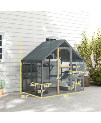 Large Catio Outdoor Cat Enclosure with Waterproof Cover,