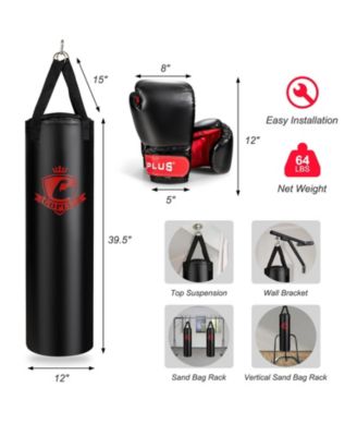 63 Lbs Filled Punching Bag Set with Boxing Gloves