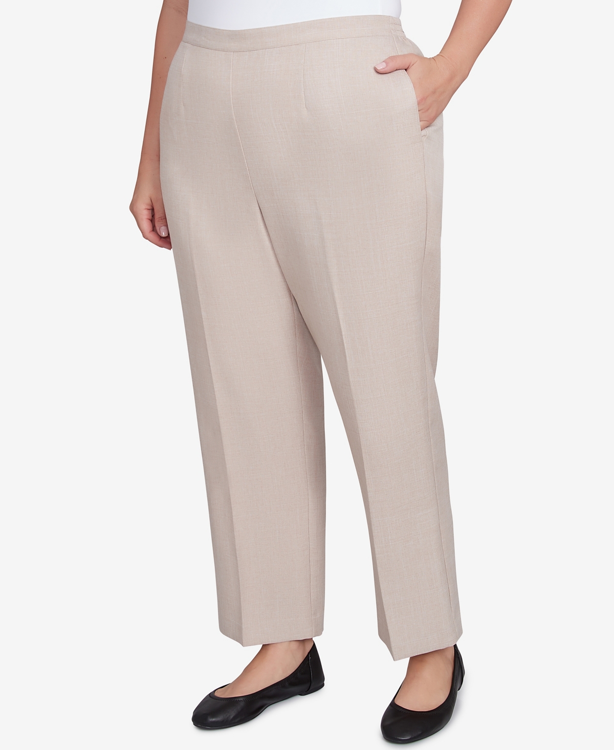 Alfred Dunner Plus Size St.moritz Corduroy Regular Fit Short Length Pants In Linen