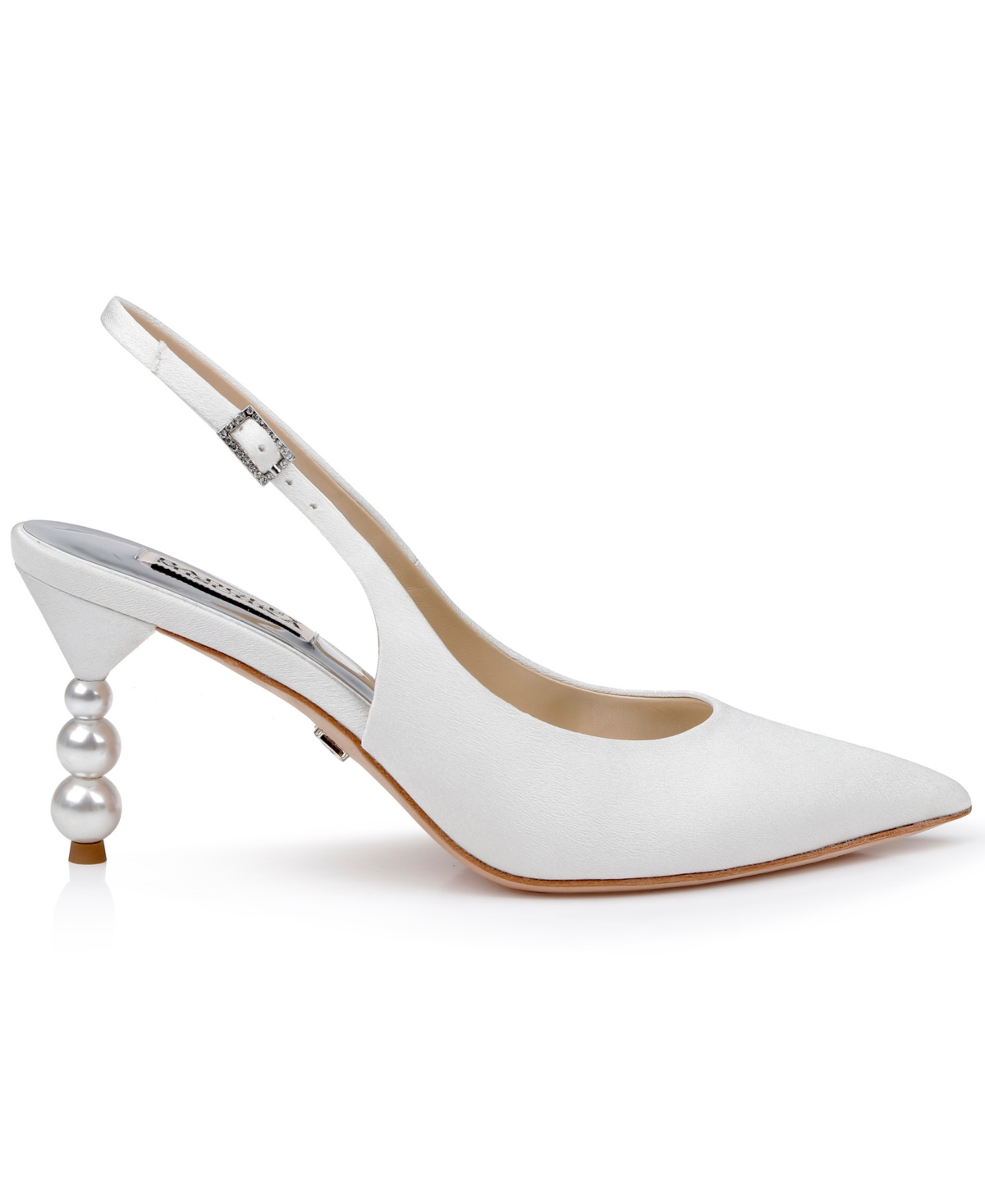 Shop Badgley Mischka Women's Beatrix Evening Slingback Pumps In White Crepe