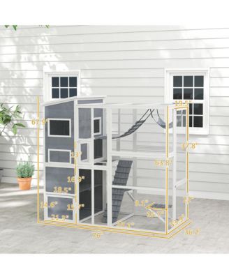 Large Catio Outdoor Cat Enclosure for 2-3 Cats 76" x 36" x 68"