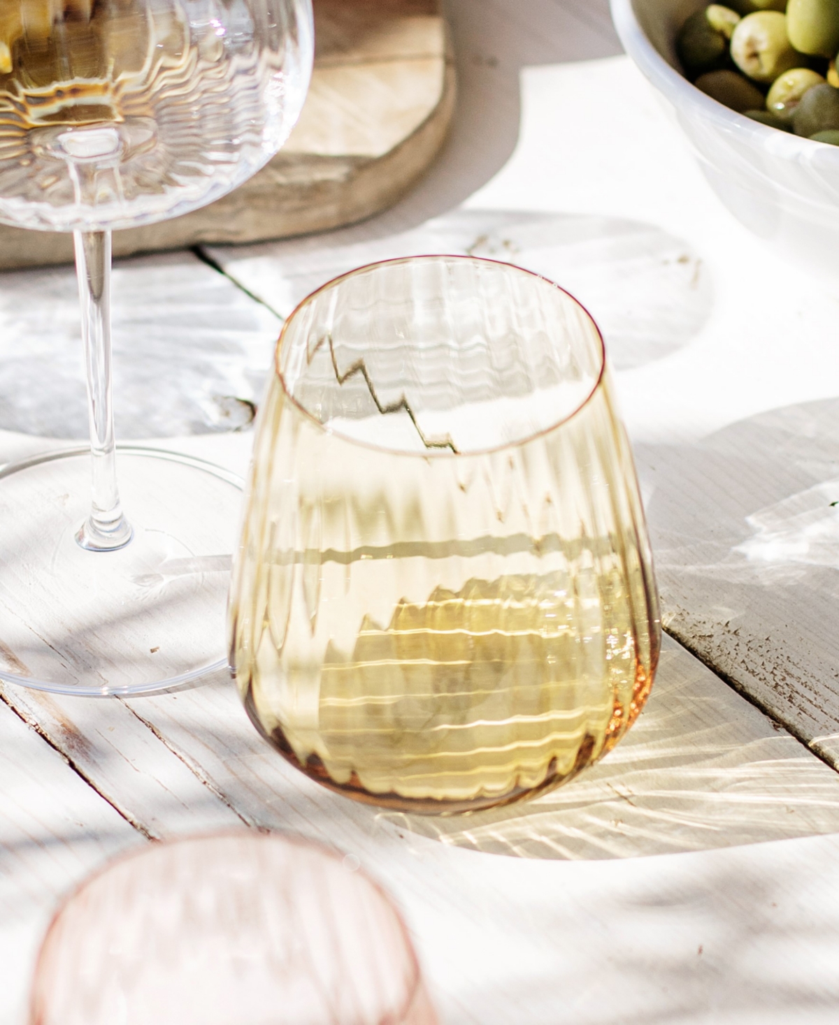 Vietri Francesca Double Old Fashioned Glass In Yellow
