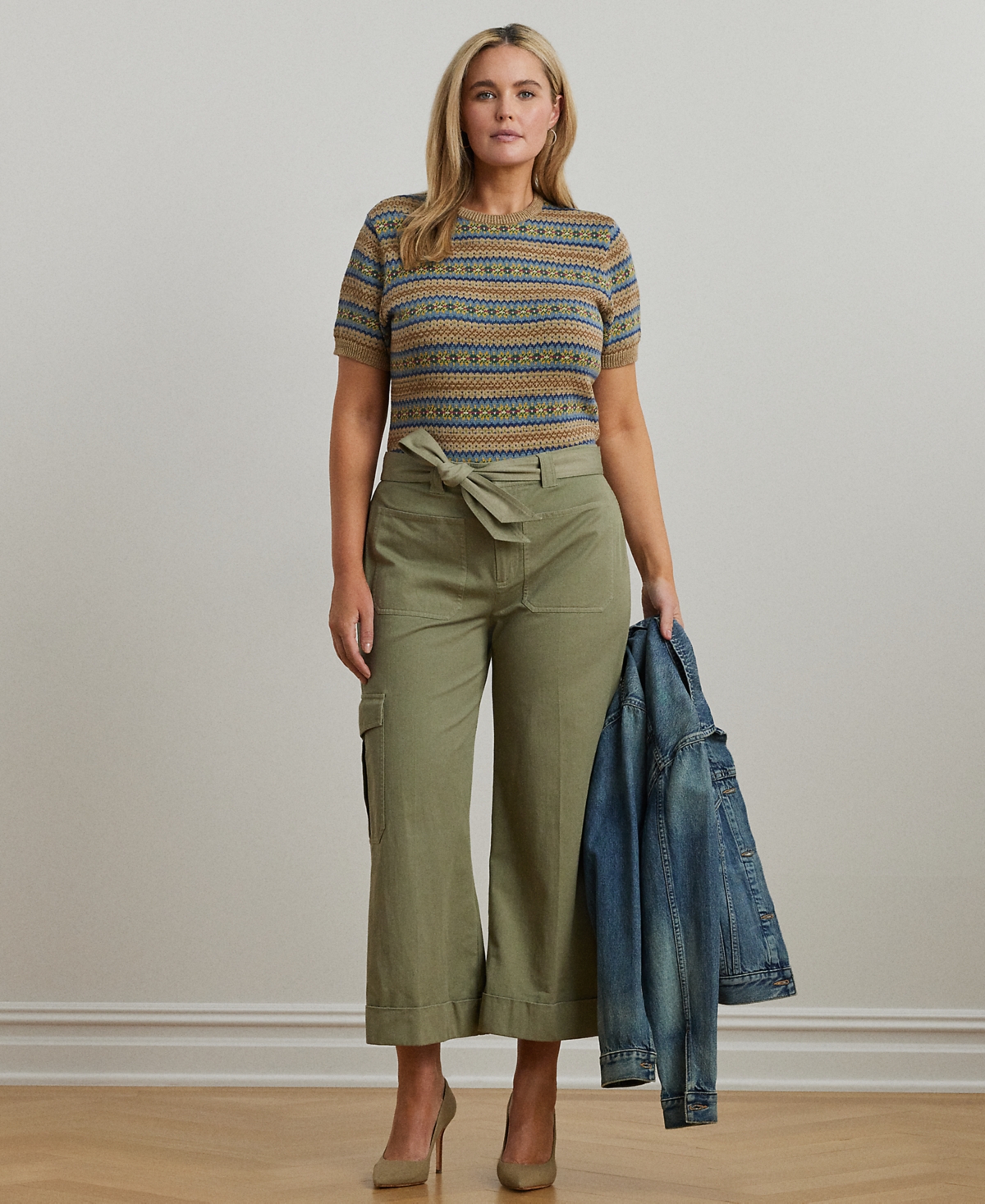 Shop Ralph Lauren Plus Size Fair Isle Short-sleeve Sweater In Multi