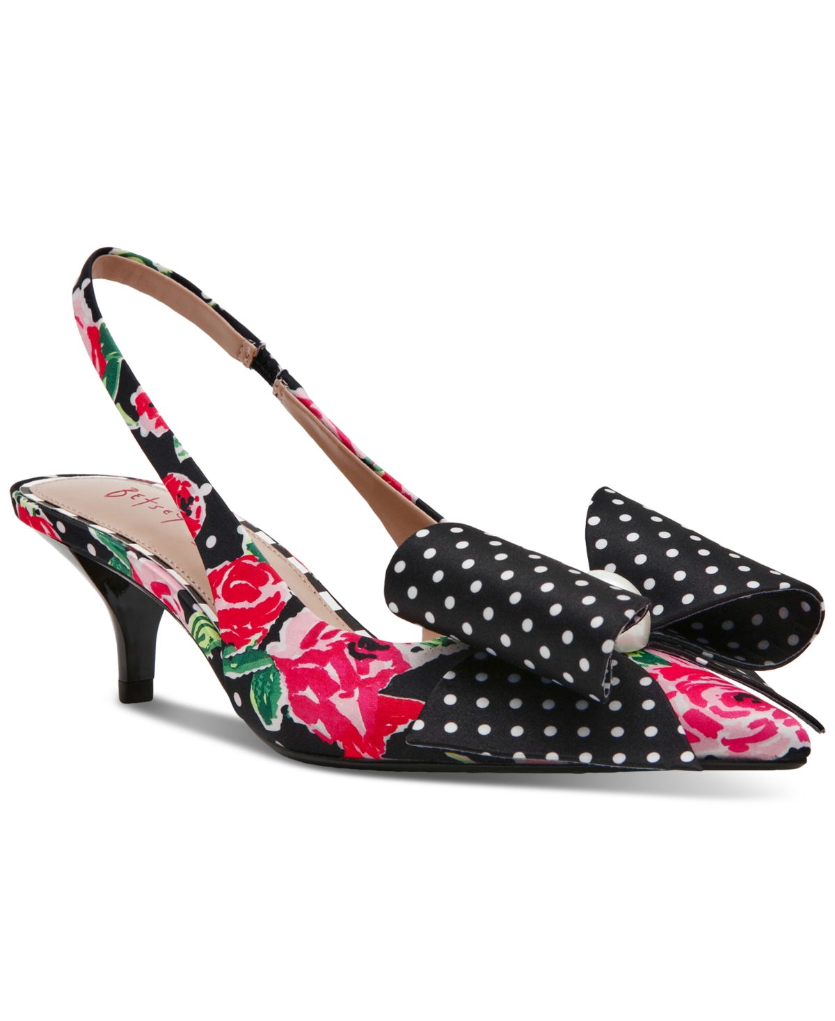 Women's Claira Embellished Bow Slingback Pumps - Rose Polka Dot