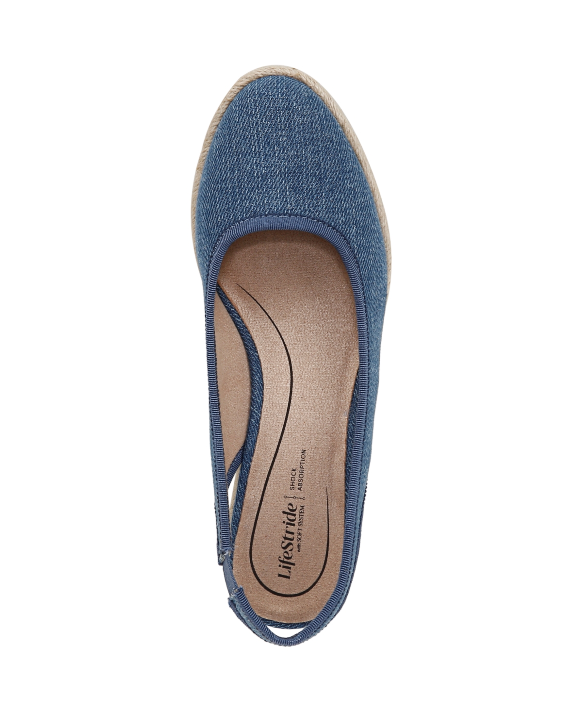 Lifestride Women's Kayden Slingback Wedge Espadrilles In Blue Denim Fabric