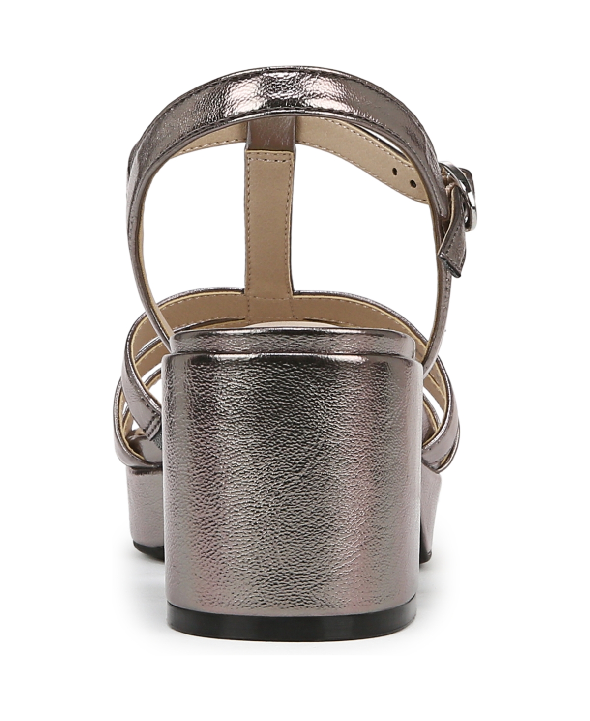 Shop Lifestride Women's Rio Strappy Platform Block Heel Dress Sandals In Pewter Grey Faux Leather