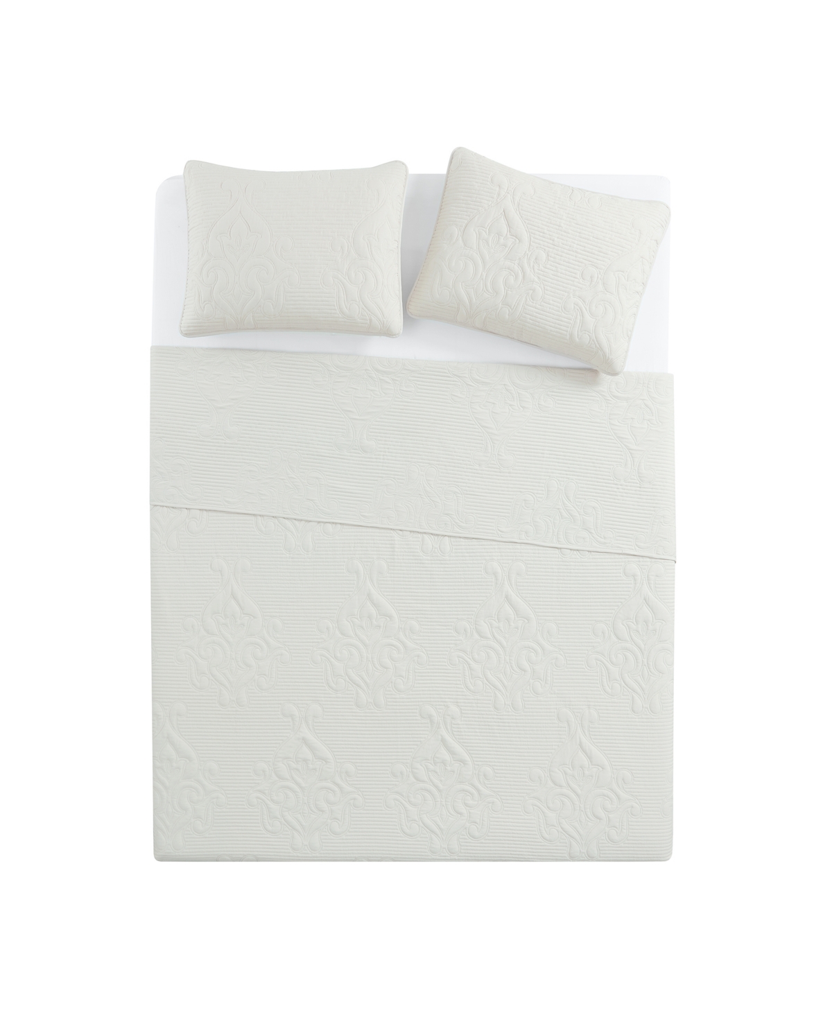 Vcny Home Solomun Pinsonic Damask Quilt Sets In Ivory