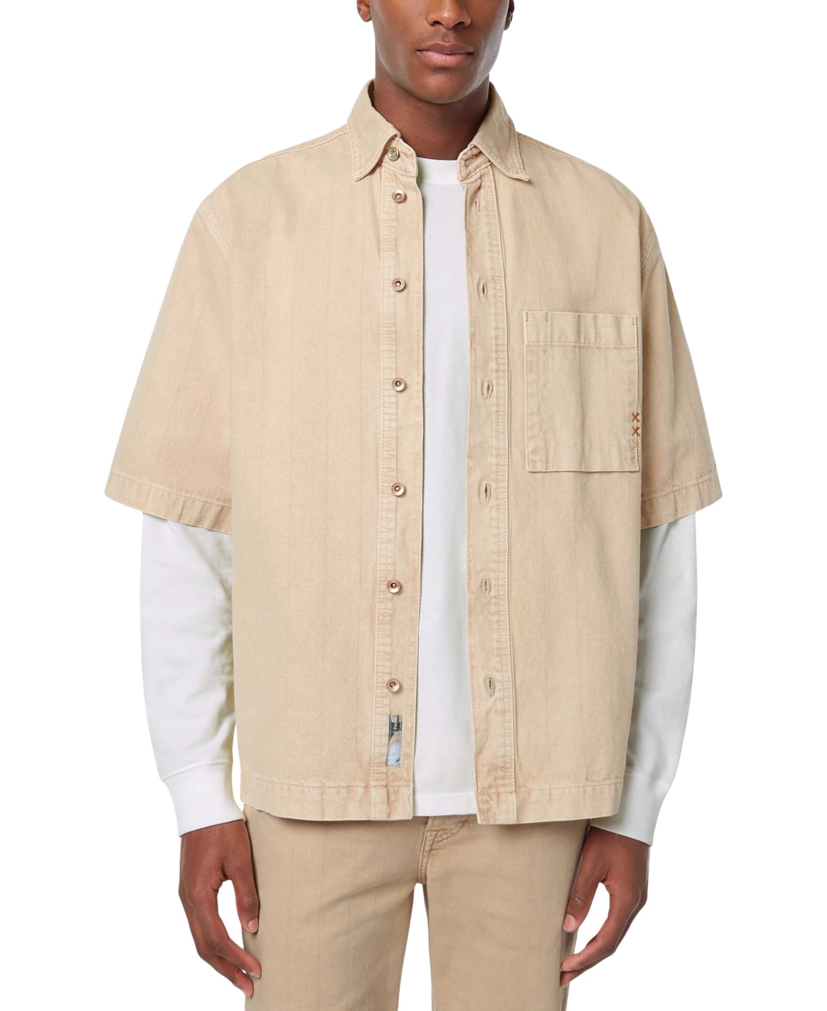 Men's Regular-Fit Button-Down Washed Denim Shirt - Desert Sand