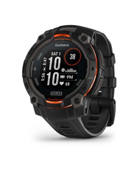 Умные GPS-часы Garmin Instinct 3 Solar, 45 мм, защищённые, Black/Black, цвет: Чёрный / Оранжевый