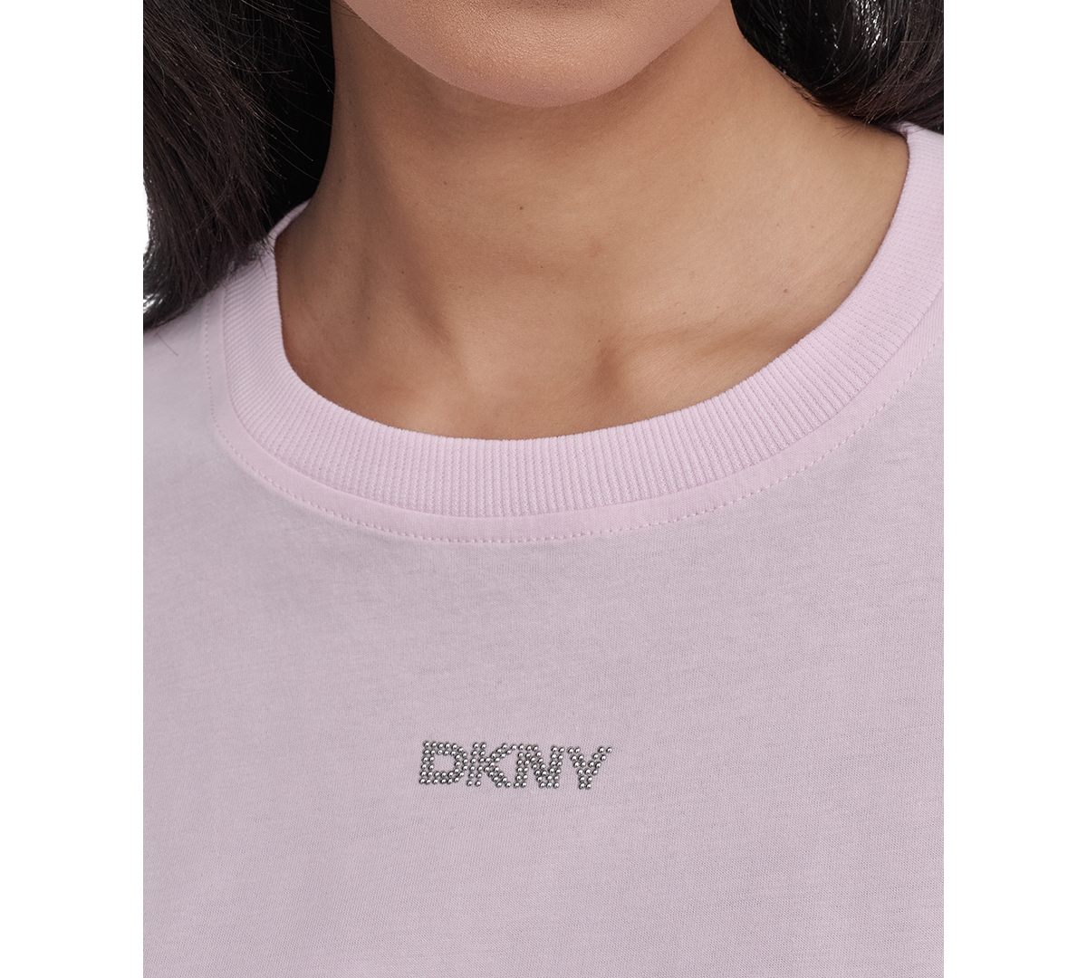 DKNY WOMEN'S STUDDED-LOGO T-SHIRT 