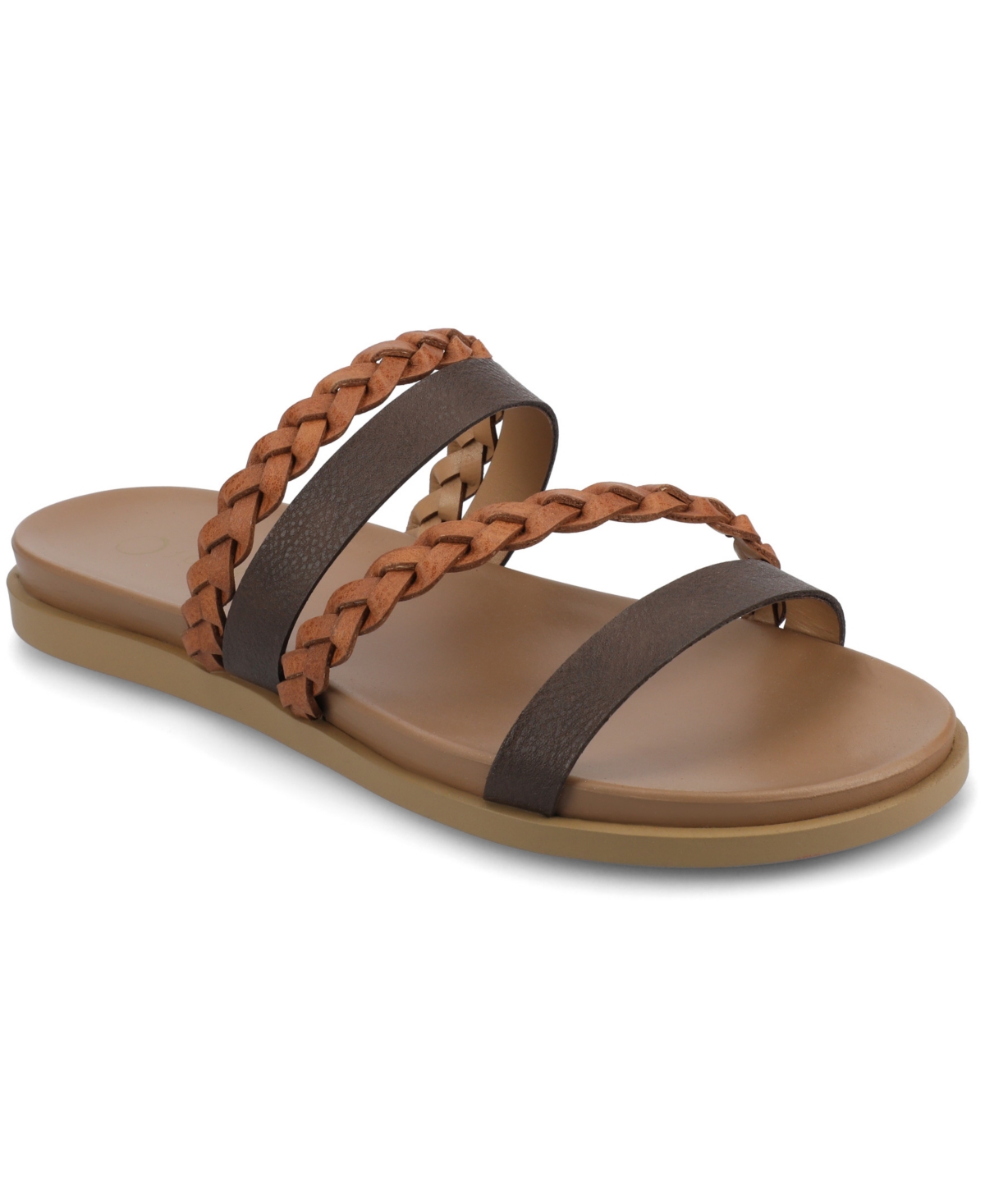 Journee Collection Journee Women's Colette Medium And Wide Width Flat Sandals In Cognac