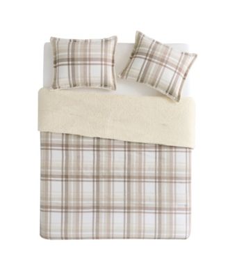 Plaid Brushed Flannel and Sherpa 3-Pc. Comforter Set, Full/Queen