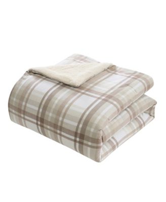 Plaid Brushed Flannel and Sherpa 3-Pc. Comforter Set, King