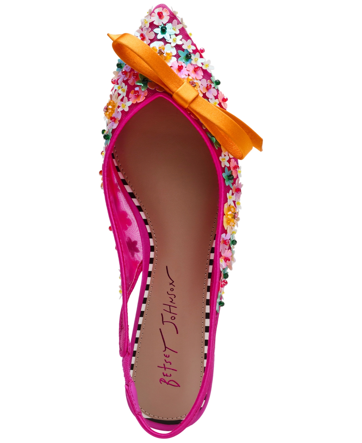 Betsey Johnson Laylah Slingback Flat In Fuchsia Multi