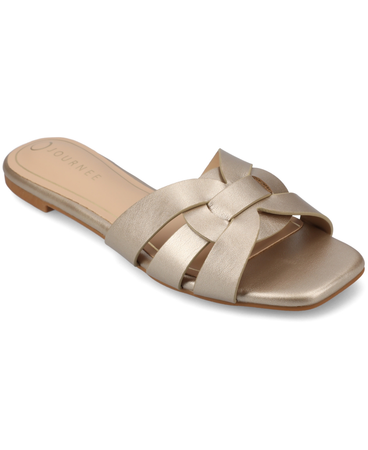 Journee Collection Journee Womens Arrina Wide Width Flat Sandals In Champagne