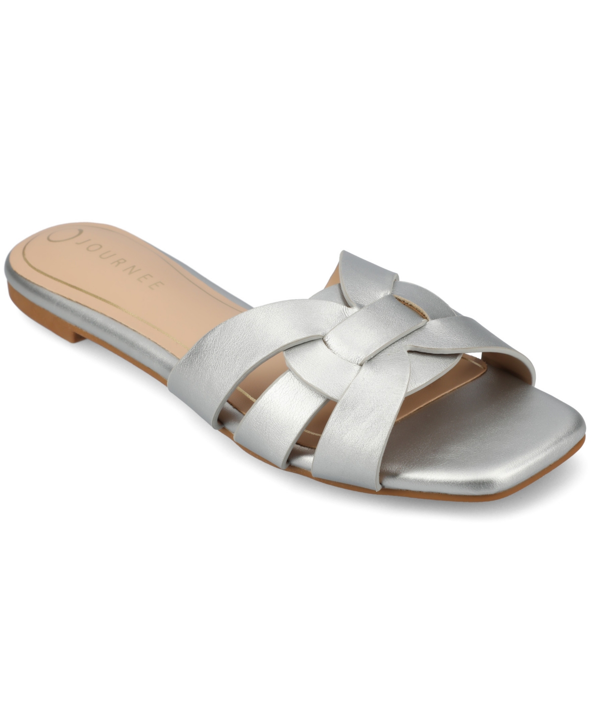 Journee Collection Journee Womens Arrina Wide Width Flat Sandals In Silver