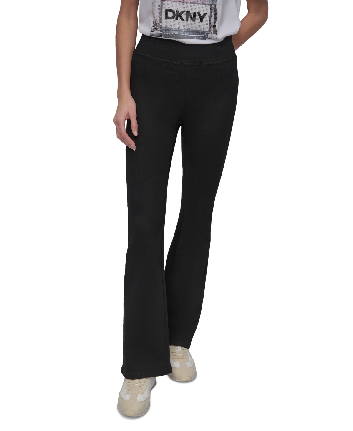 DKNY JEANS WOMEN'S HIGH-RISE PULL-ON FLARE JEANS 