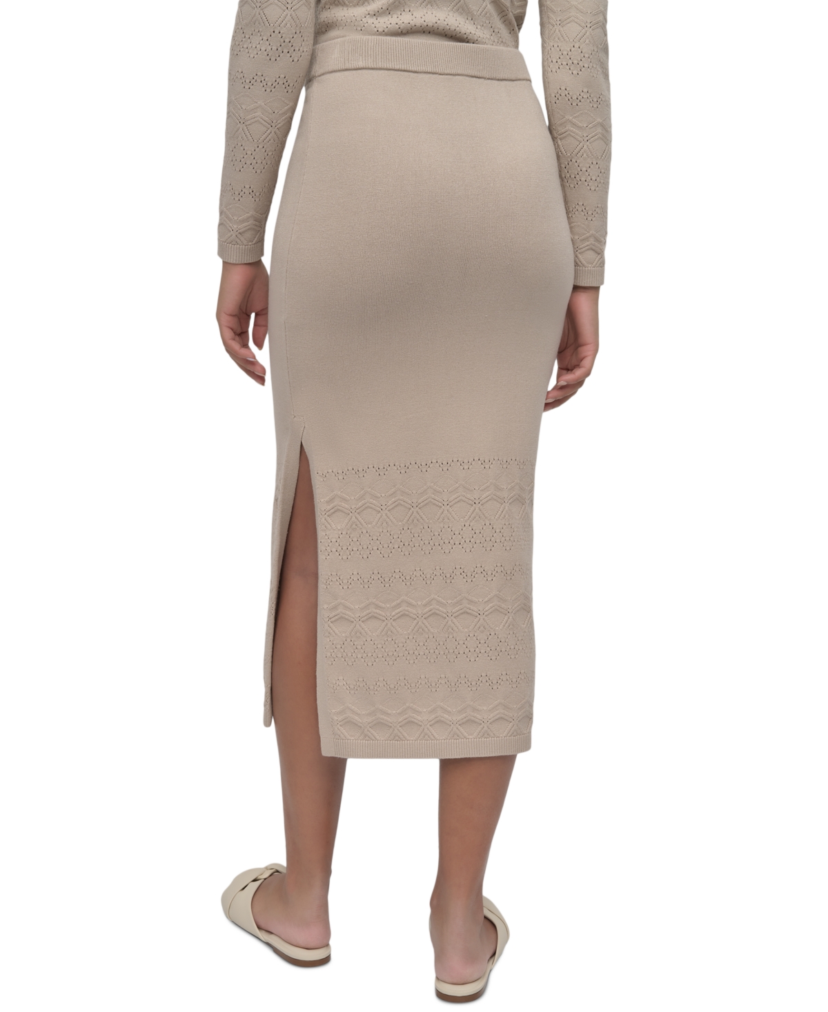 DKNY JEANS WOMEN'S POINTELLE-KNIT MIDI SKIRT 